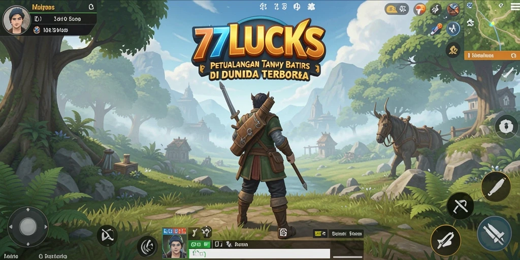 Tampilan gameplay 77LUCKS dalam dunia terbuka yang menakjubkan.