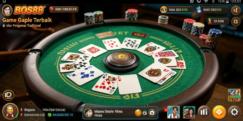 Tampilan screenshot utama BOS88 yang menampilkan gameplay Gaple yang seru.