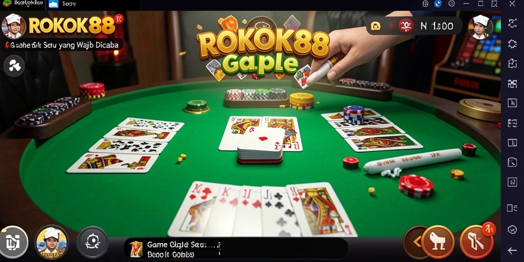 Tampilan gameplay ROKOK88 yang seru saat bermain Gaple.