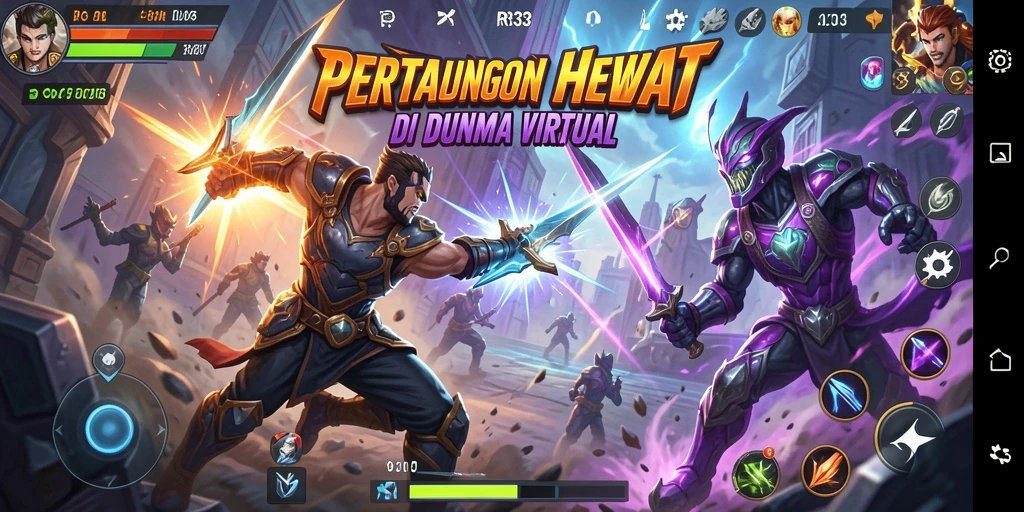 Screenshot gameplay RR33 yang memperlihatkan pertarungan seru antara karakter.