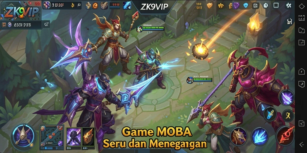 Tampilan gameplay MOBA yang intens dan mendebarkan di ZK9VIP.